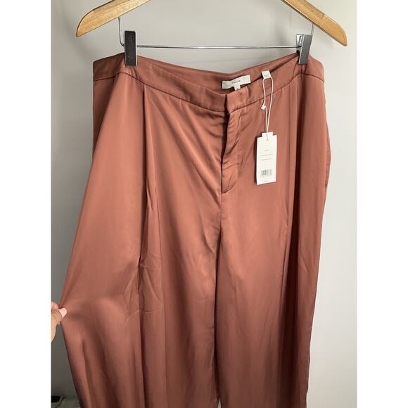 VINCE Satin Silky Luxurious Gold Rose XL Wide Leg Pants Office Party Evening - Picture 12 of 14